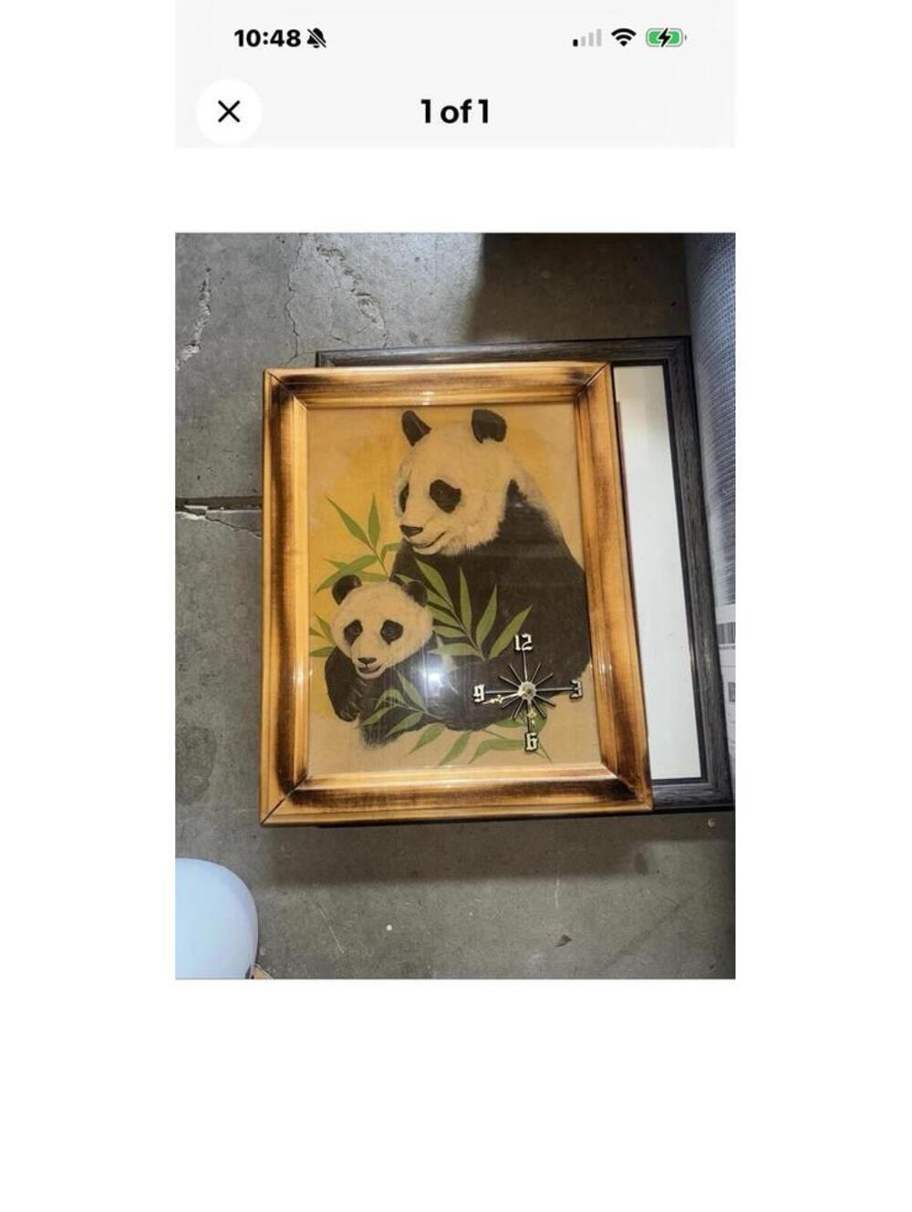 Vintage Chinese Framed Panda Wall/Tabletop Clock. 11x14 Inches